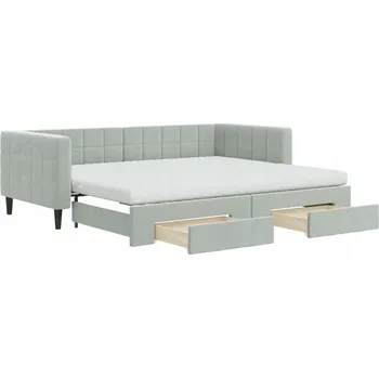 Pohovka Rozkládací pohovka s šuplíky světle šedá 223 x 100 x 68 cm