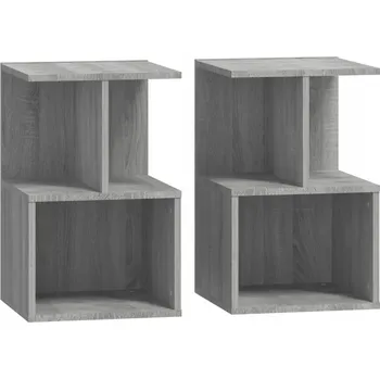 Noční stolek Noční stolky s přihrádkami, šedý dub sonoma, 35x35x55 cm