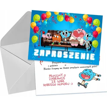 Pozvánka POZVÁNKY NA DĚTSKOU NAROZENINOVOU OSLAVU ÚŽASNÝ SVĚT GUMBALLA + OBÁLKA