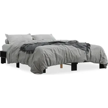 Postel Rám postele černý 203 x 153 x 30 cm s lamelami z překližky