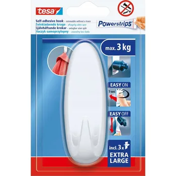 Věšák Samolepicí pásky TESA POWERSTRIPS XL Háček 3 kg, 1 Ks bílý