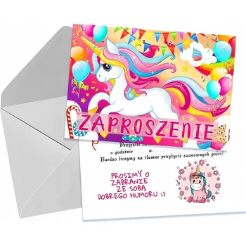 Pozvánka POZVÁNKY NA DĚTSKOU NAROZENINOVOU OSLAVU JEDNOROŽEC DUHOVÝ RŮŽOVÝ + OBÁLKA