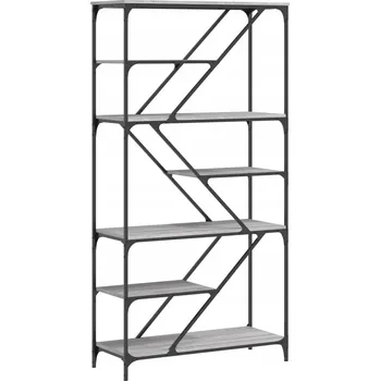 Knihovna Industriální knihovna s nastavitelnými nožičkami, Šedý dub Sonoma, 91x36x1