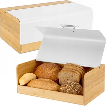 chlebník VELKÝ CHLEBNÍK BAMBUSOVÝ BÍLÝ ZÁSOBNÍK NA PEČIVO ELITEHOFF 6068