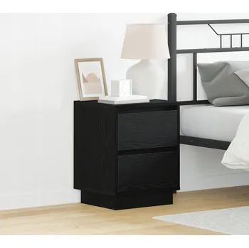 Konferenční stolek Sada 2 Černých Nočních Stolků s LED, MDF dřevo, 35x40x12 cm