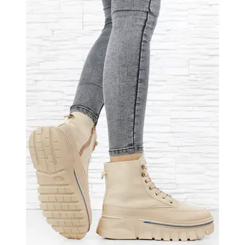 Dámská zimní obuv DnesObouvam.cz Béžové kotníkové boty HL2110BE Velikost: 37