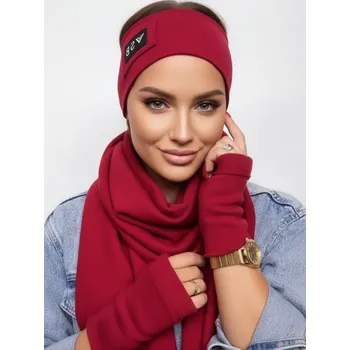 Šála Teplákový VSB set šála + čelenka + rukavice bordó, VELIKOST UNI