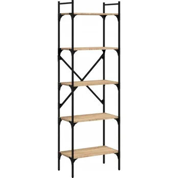 Knihovna Regál na knihy s kovovým rámem, dub sonoma, 56x31,5x174 cm