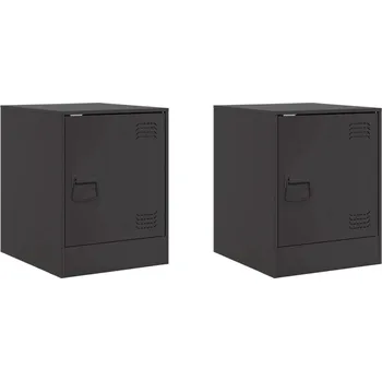 Noční stolek Noční Stolek z válcované oceli za studena, černá, 34,5 x 39 x 44 cm