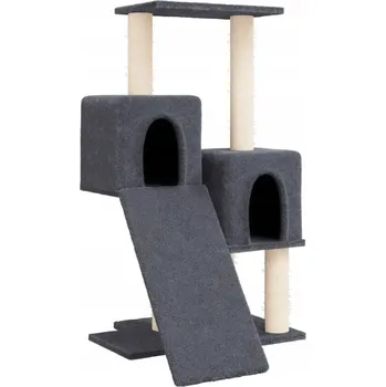 Multifunkční škrabadlo pro kočky , tmavě šedé, 61x55x82 cm, plyš/ sisal
