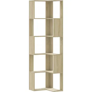 Knihovna Rohová police s 5 policemi z materiálu na bázi dřeva, dub sonoma, 50x50x1