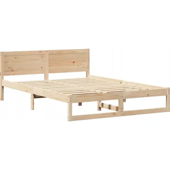 Postel Rám postele 160x200 cm s čelem z masivního borovicového dřeva, hnědá