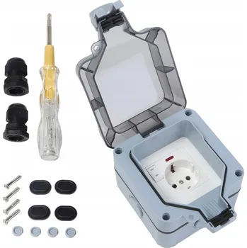 Elektrická zásuvka VODOTĚSNÁ ZÁSUVKA S VYPÍNAČEM IP66 PRO ZAHRADU A TERASU