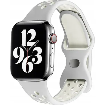 Řemínek na hodinky Silikonový řemínek LEVCORP pro Apple Watch 38/40/41 SPORT Šedý/Bílý