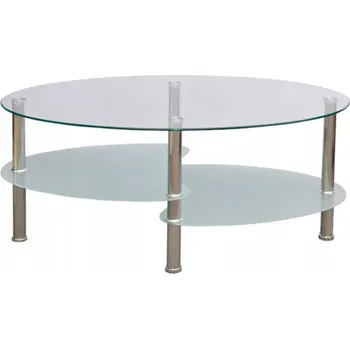 Konferenční stolek Konferenční stolek se 3 policemi, tvrzené sklo a kov, 90x45x43 cm, bílý