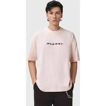 Pánské tričko Bavlněné tričko AllSaints pánské, růžová barva, s potiskem, M038PD 03X, vel. XXL