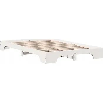 Postel Bílý rám postele z masivního borovicového dřeva 197 x 147 x 17 cm