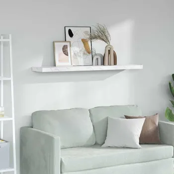 police vidaXL Nástěnná polička Bílý mramor 120 x 23,5 x 4 cm kompozitní dřevo