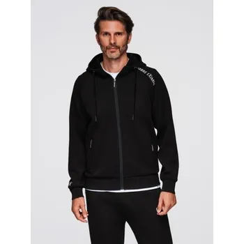 Pánská mikina Pánská mikina bez knoflíků se stojáčkem a kapucí – černá V1 OM-SSZP-0216