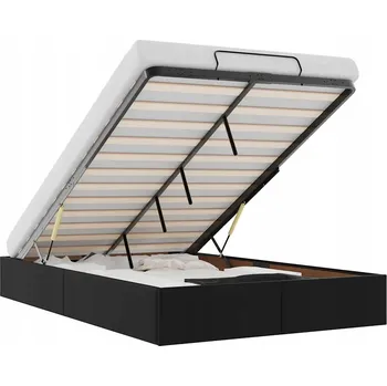 Postel Rám postele s úložným prostorem, otoman, černá, 193 x 120 x 23,5 cm