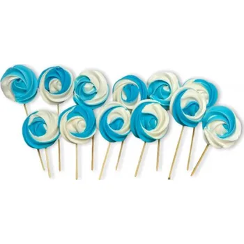Jedlá dekorace na dort Cukrová lízátka modro bílá 14ks - I LOVE CAKES