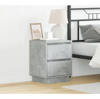 Noční stolek LED noční stolky z betonu, šedé, 4 zásuvky, 50x40x20 cm