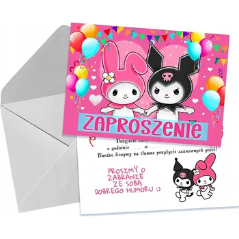 Pozvánka POZVÁNKY NA DĚTSKOU NAROZENINOVOU OSLAVU KUROMI MY MELODY HELLO KITTY + OBÁLKA