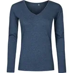 Promodoro Dámské tričko s dl. rukávem a výstřihem do V - X.O - L heather navy