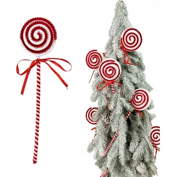 Vánoční dekorace VÁNOČNÍ OZDOBA ČERVENO-BÍLÁ LÍZÁTKO DEKORACE NA STROMEČEK ZÁVĚSNÉ VÁNOČNÍ BAŇKY