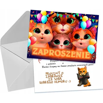 Pozvánka POZVÁNKY PRO DĚTI DĚTSKÉ NAROZENINOVÉ KOCUR V BOTÁCH + OBÁLKA