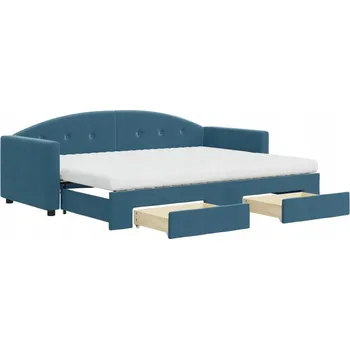 Pohovka Modrá pohovka s funkcí lůžka 222x90x75 cm, 2 pěnové matrace