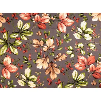 Bavlněná látka / plátno podzimní listy Varianta: 2 (22333-2) šedá, Balení: 1 m