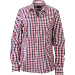 James & Nicholson Popelínová kostkovaná halenka s dlouhým rukávem - XS navy/red/white