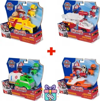 Figurka Výhodný set: Tlapková patrola Fire Rescue vozidlo Rubble + Marshall + Rocky + Zuma