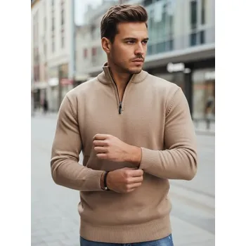 Pánská móda Dstreet Moderní hnědý pánský svetr na zip