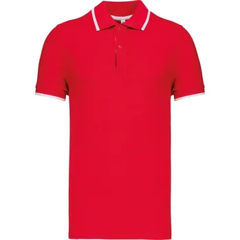 Kariban Pánské kontrastní piqué polo - XXL red/white/navy