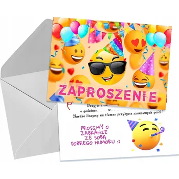 Pozvánka POZVÁNKY NA DĚTSKOU NAROZENINOVOU OSLAVU SMAJLÍCI PÁRTY + OBÁLKA