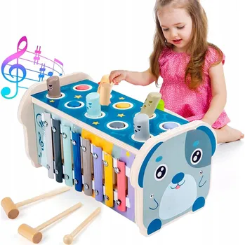 Dřevěná hračka Vkládačka zatloukačka dřevěná hra zatloukání kladívkem HRAČKA zatloukání kladivem