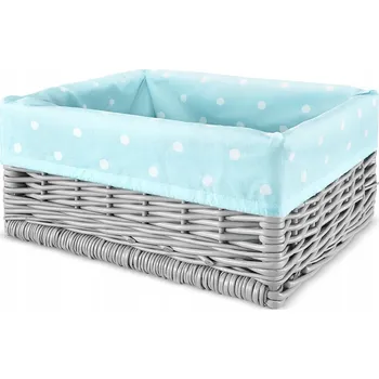 Úložný box ŠEDÝ KOŠÍK S LEMOVÁNÍM LOVELY DOTS MINT