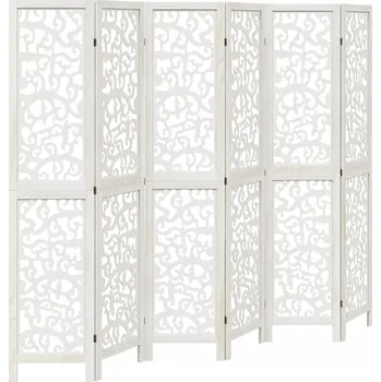 Paraván Paraván skládací s prolamovaným vzorem, masivní dřevo Paulownia, bílý, 210-215 x