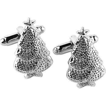 Manžetový knoflíček Manžetové knoflíčky stříbrné vánoční stromečky