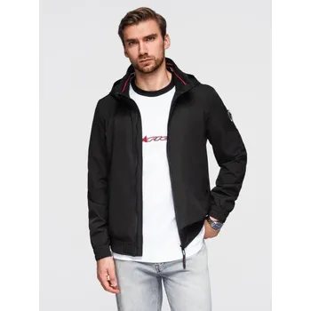 Pánská bunda s kapucí a vysokým límcem – černá V1 OM-JANP-0222