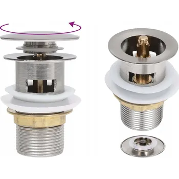 Sifon Zátka klik-klak s přepadem 6,4x6,4x9,1 cm, stříbrná, zinek/mosaz