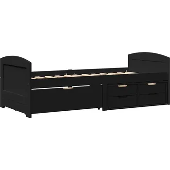 Zahradní lehátko Dřevěné lehátko IRUN, černé, 205 x 96 x 69 cm, masivní borovicové dřevo