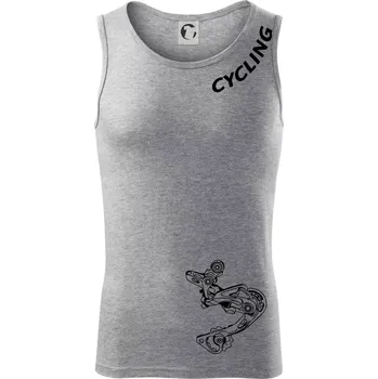 Cycling nápis šikmo - Tílko pánské Core - S ( Tmavě šedý melír )
