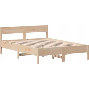 Postel Dřevěná postel z borovicového dřeva 205,5 x 165,5 x 71,5 cm, neošetřená, bez matrace