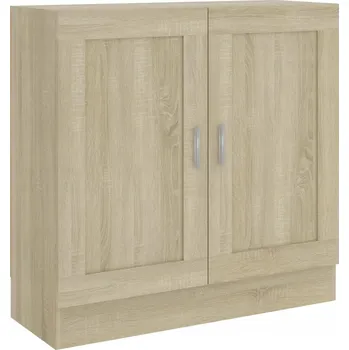 Knihovna Regál na knihy se 2 přihrádkami a dvířky, dub sonoma, 82,5x30,5x80 cm