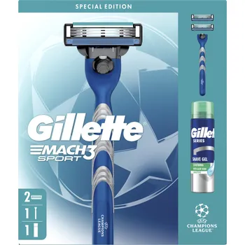 Kosmetická sada Gillette Mach3 Sport (strojek + 2 hlavice + gel na holení 200 ml)
