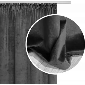 Obraz ZÁCLONY DO OBÝVÁKU HOTOVÉ NA PÁSCE S ŽABKAMI GRAFITOVÉ 140x155 VELUROVÉ