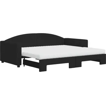 Pohovka Černá rozkládací lenoška 2v1 s matracemi, rozměry 213 x 100 x 75 cm